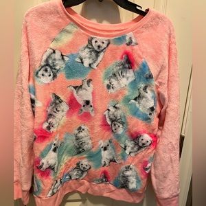 Justice Orange Sweatshirt with puppies